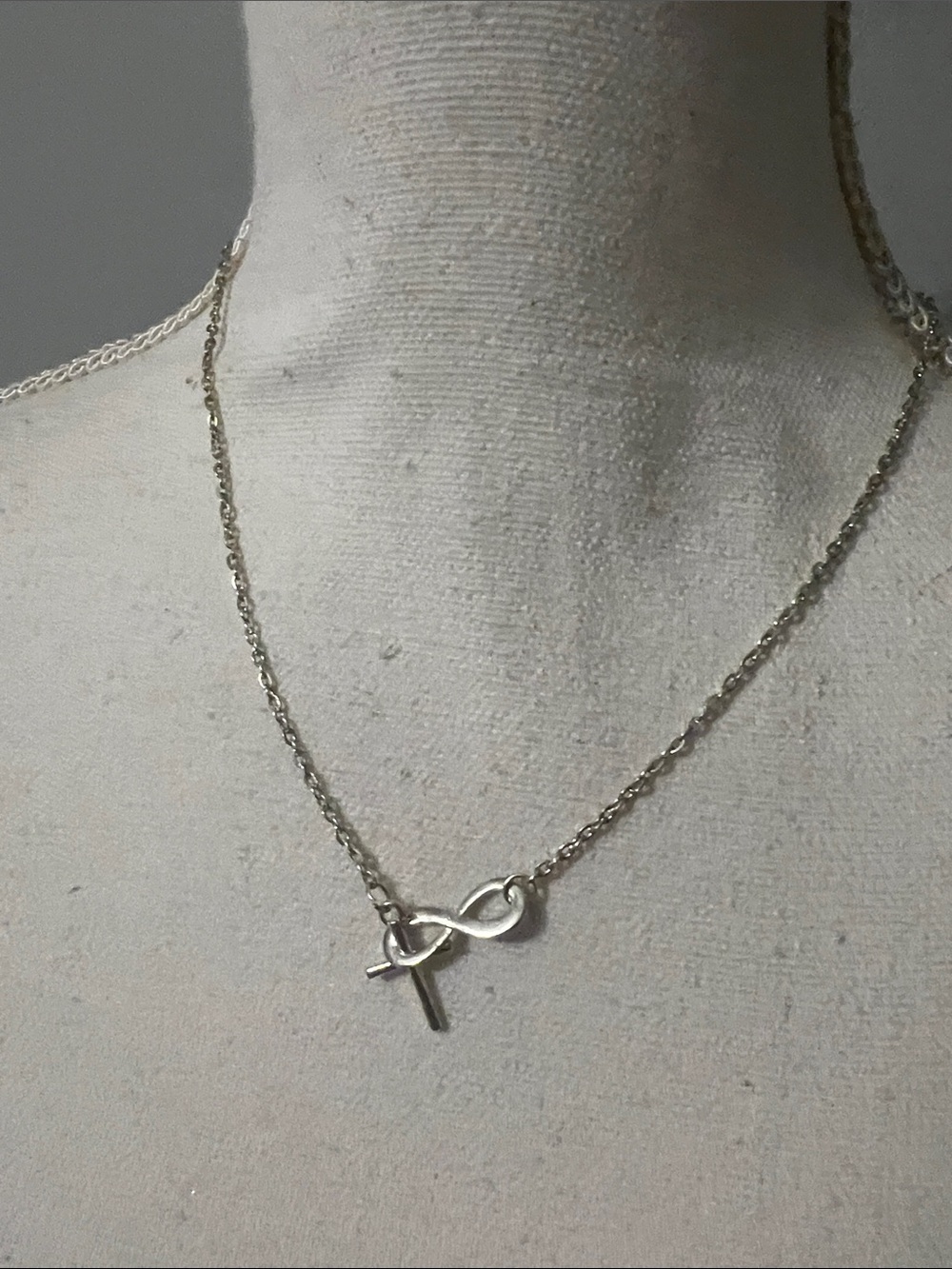 Sterling Silver Infinity & Cross Pendant Necklace - Silver